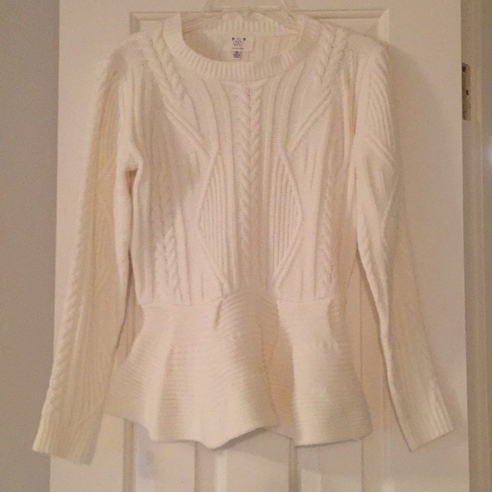 Anthropologie cream knit peplum sweater